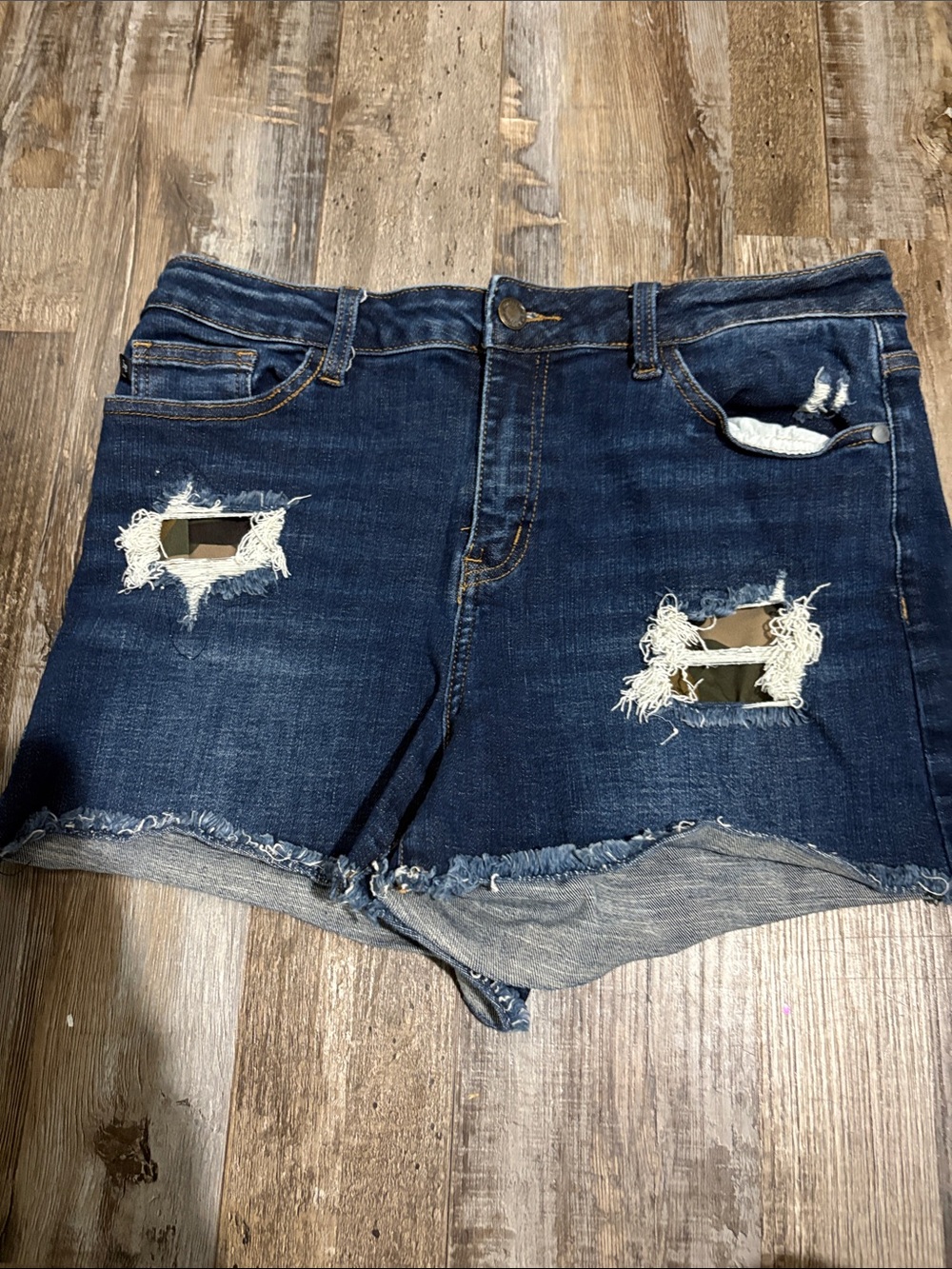 Judy Blue Dark Blue Distressed Cutoff Jean Shorts